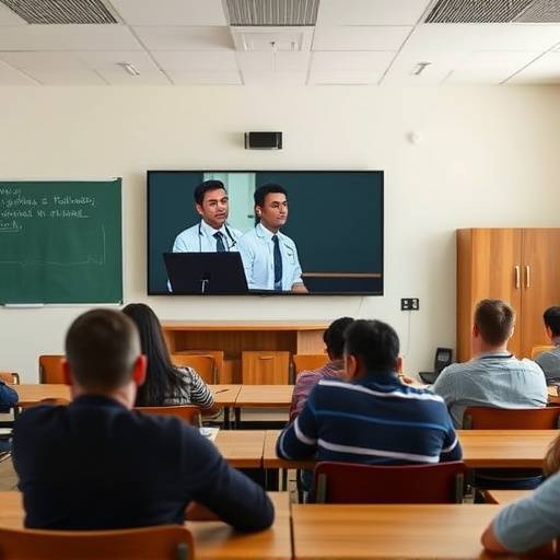 Captura de pantalla de una clase de oratoria online, con la Dra. Mendoza impartiendo la lección a un grupo de estudiantes a través de videoconferencia.