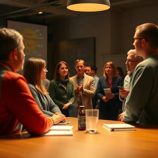 Imagen de un grupo de personas participando en un taller de oratoria, mostrando interacción y aprendizaje.