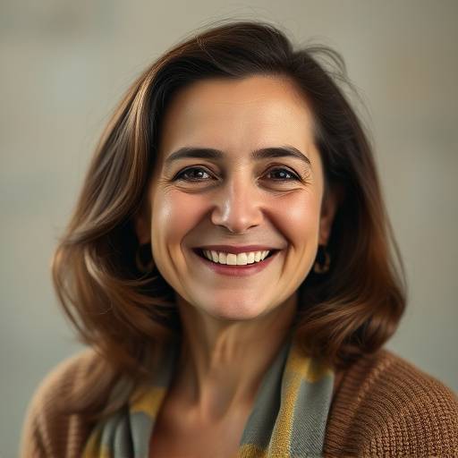 Retrato de la Sra. Elena Vargas, mostrando una sonrisa cálida y acogedora.